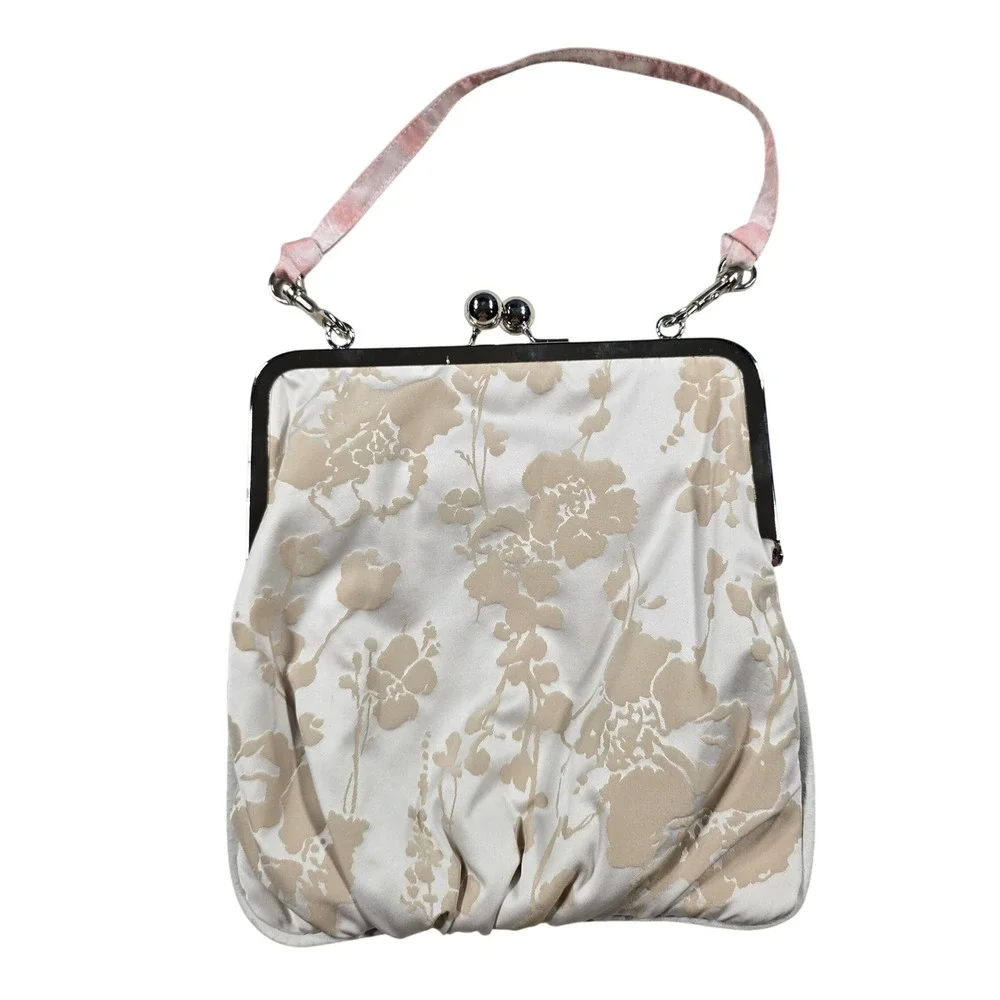 Mia Mia Frame Clutch Bag Womens Small Pink Cream Floral Reversible